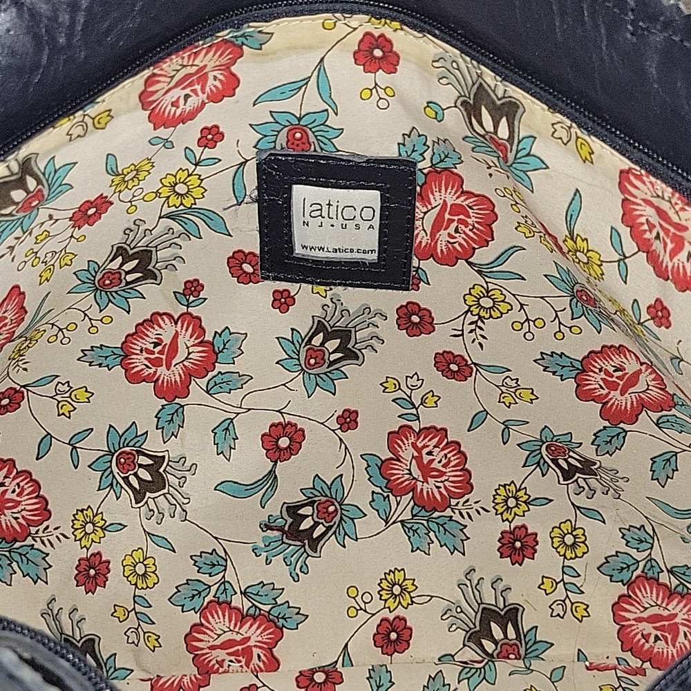 Latico for Anthropologie Leather Navy Tote Bag - Classic Everyday Shoulder Bag - Picture 12 of 13